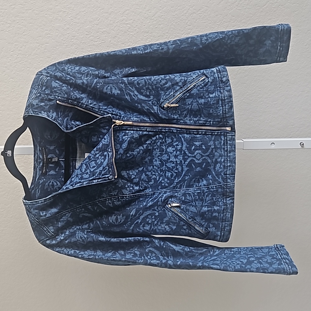 WHBM Laser Denim Moto Jacket NWT